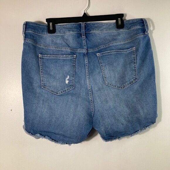 Womens Torrid Distressed Denim Shorts Stretch ButtonFly Blue 20 - Picture 2 of 9